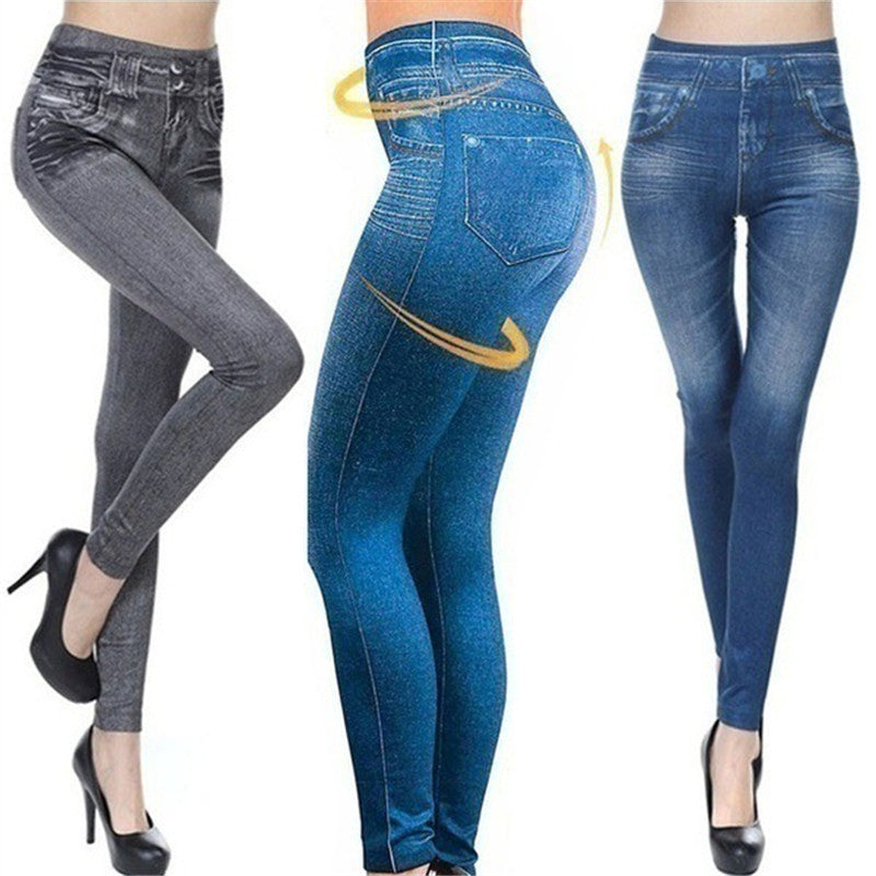 Wholesale Yoga Fake Pocket Cinching Imitation Denim Seamless Yoga Pants